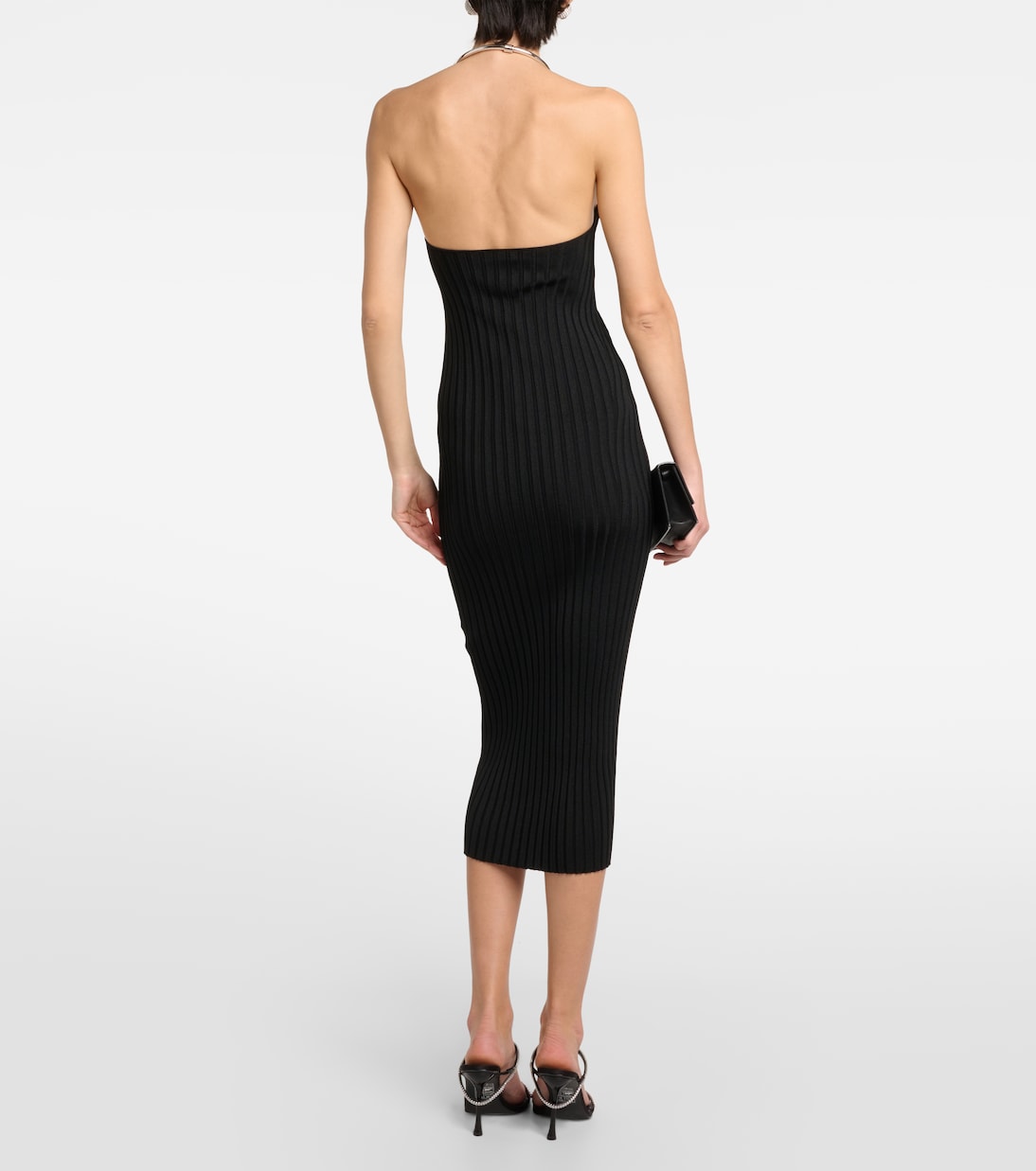 Rhea metallic-knit midi dress | Galvan