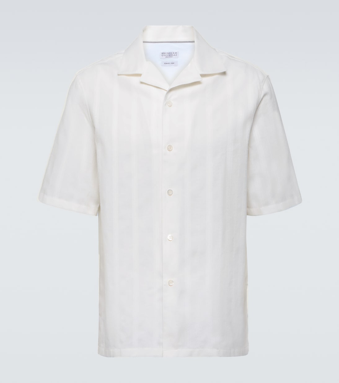Camisa Panama de algodón a rayas | Brunello Cucinelli