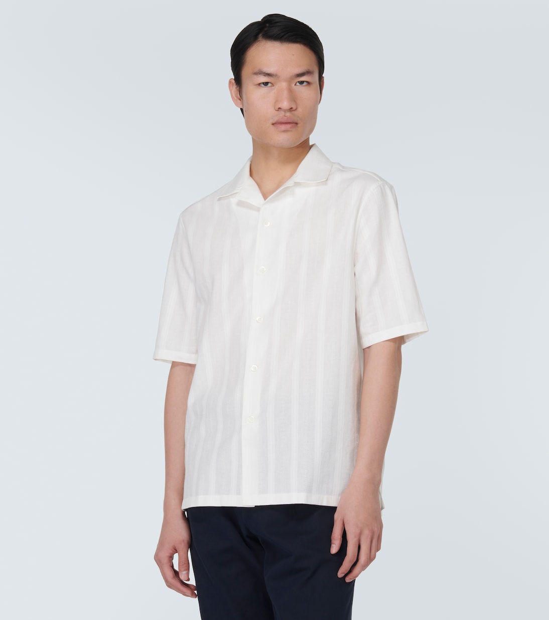 Camisa Panama de algodón a rayas | Brunello Cucinelli