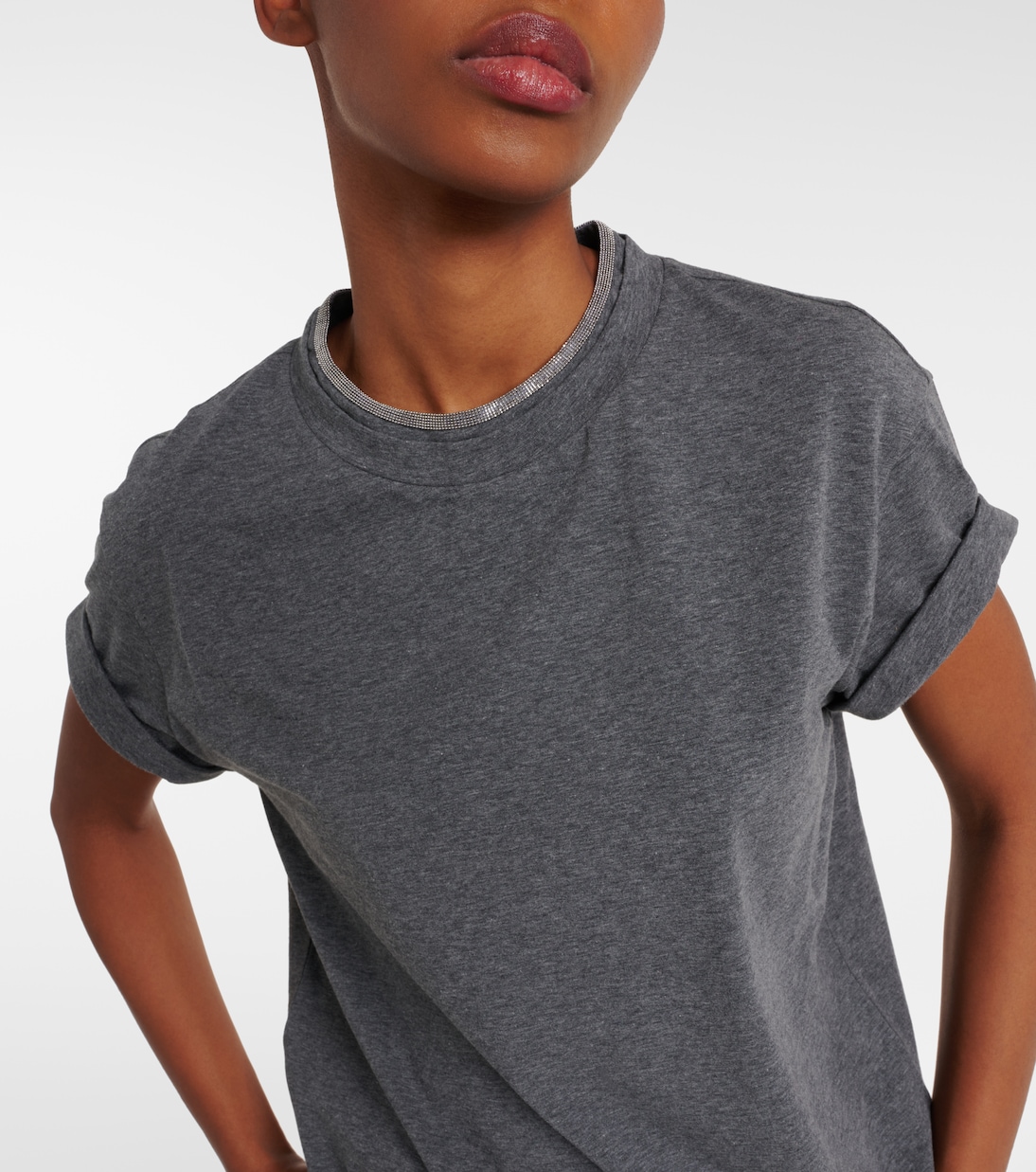 Camiseta de Mezcla de Algodón con Detalles Decorativos Brunello Cucinelli para Jóvenes