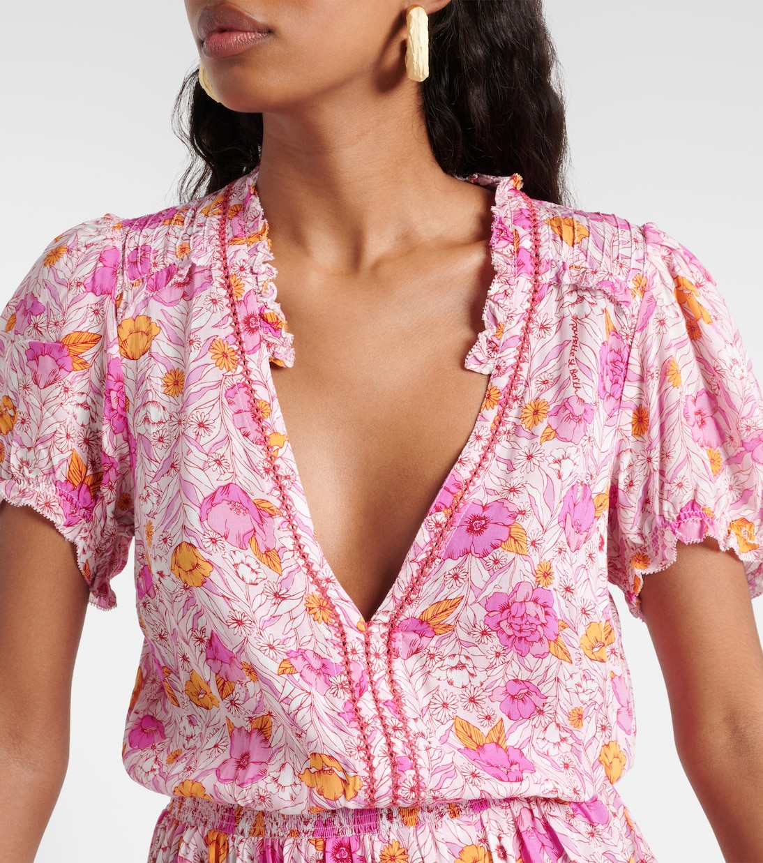 Vestido corto de algodón floral | Poupette St Barth