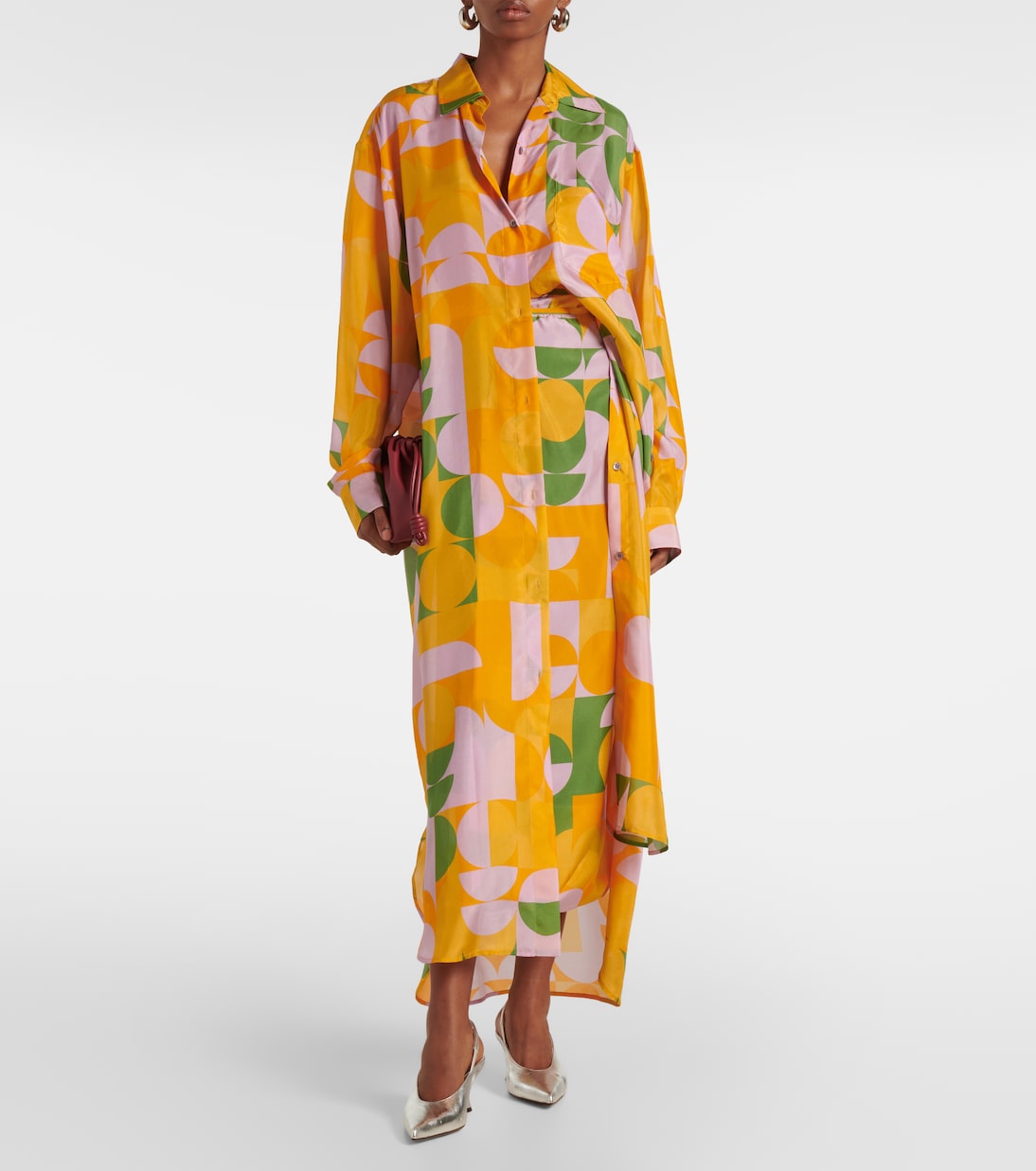 Abito chemisier in seta con stampa | Dries Van Noten