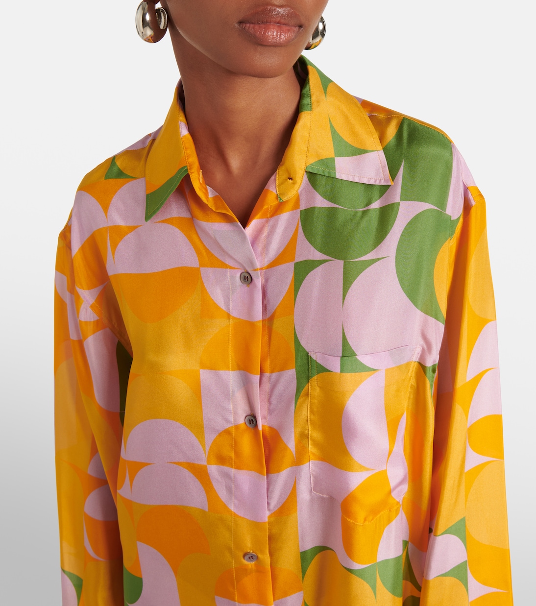 Abito chemisier in seta con stampa | Dries Van Noten