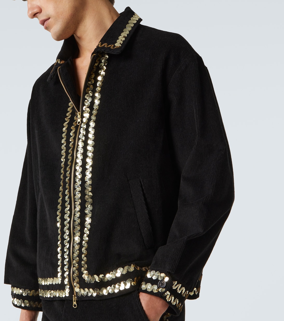 Sequined cotton corduroy jacket | Bode