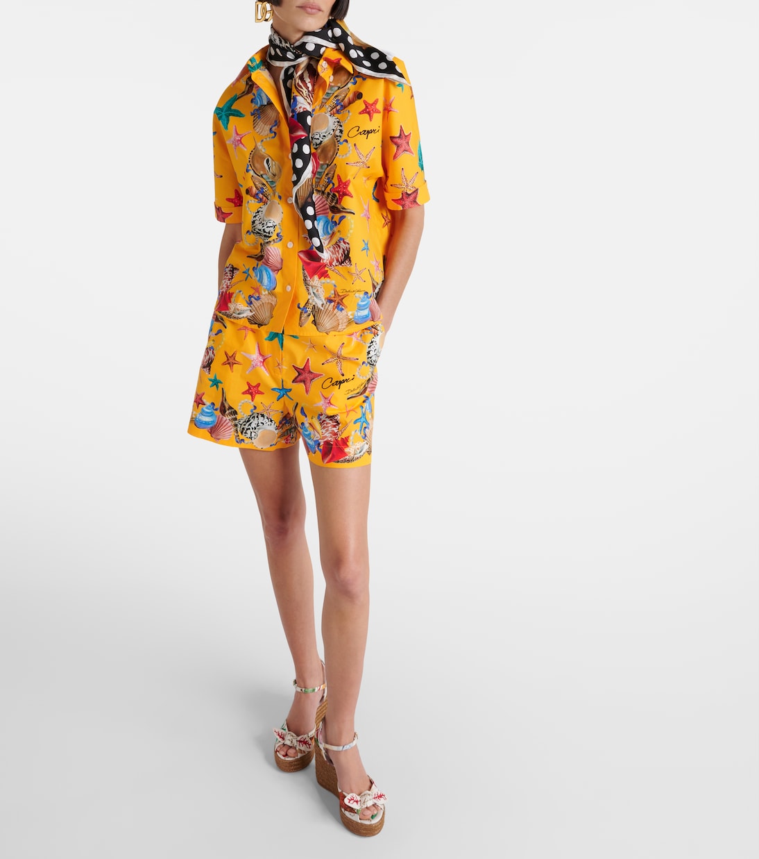 Camisa Capri de algodón estampada | Dolce&Gabbana