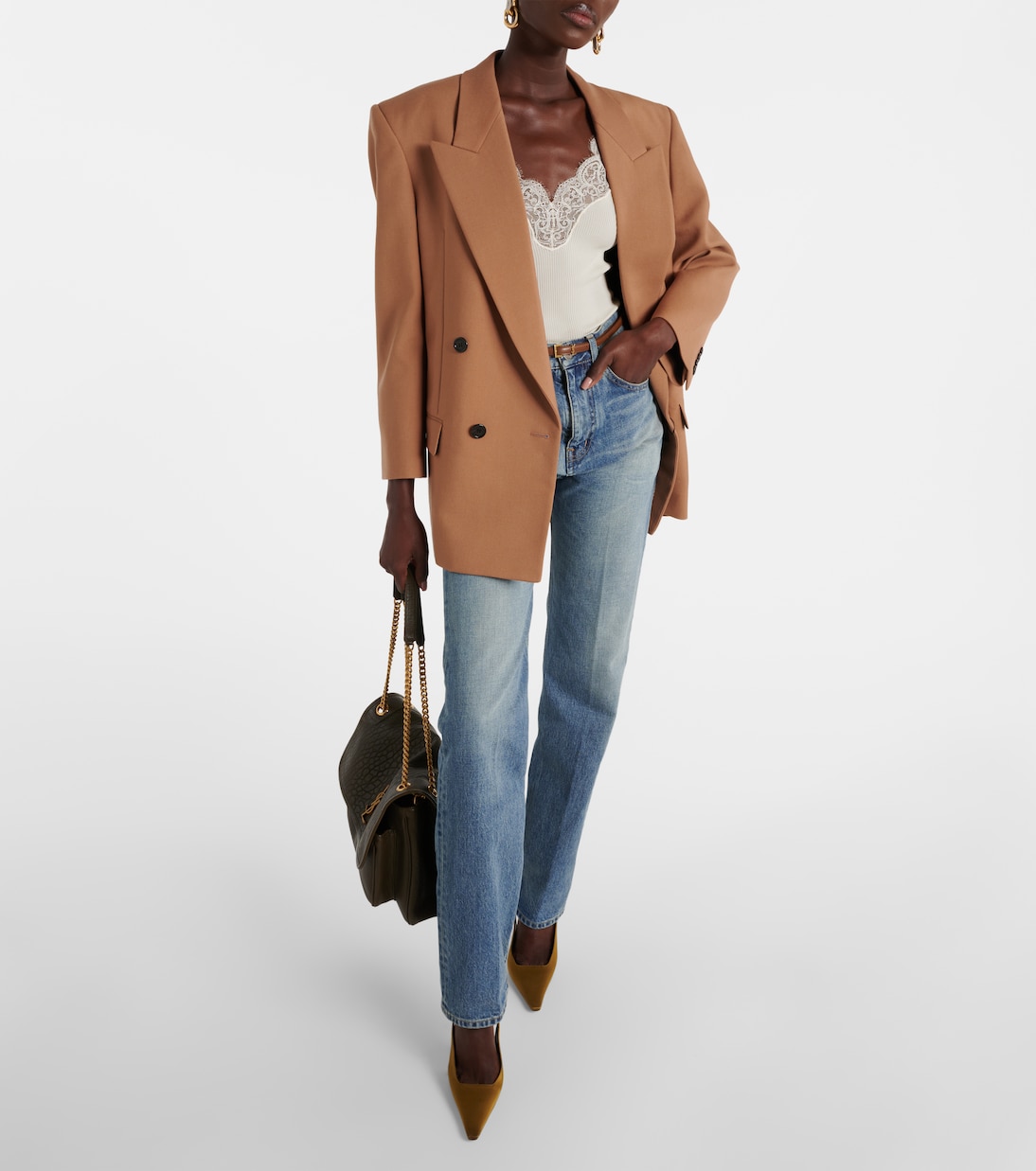 Chaqueta juvenil de gabardina de lana doble botonadura Saint Laurent