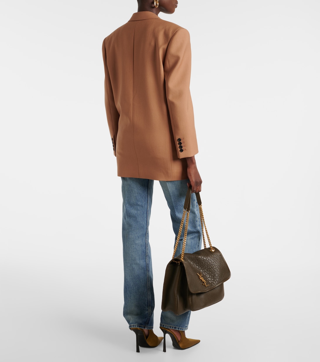 Chaqueta juvenil de gabardina de lana doble botonadura Saint Laurent