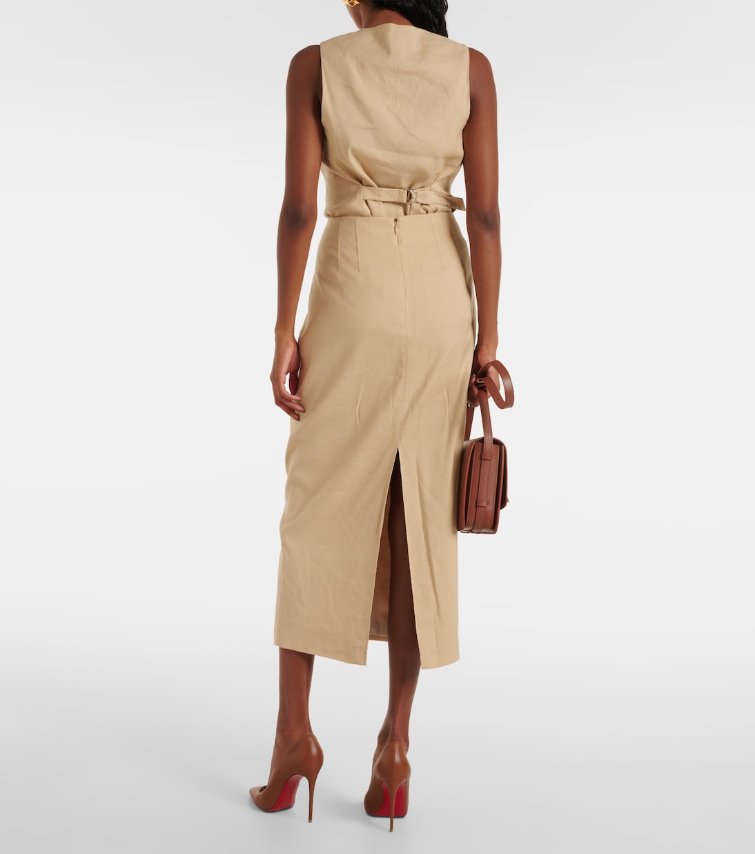 Falda midi Kimpton de mezcla de lino | Veronica Beard