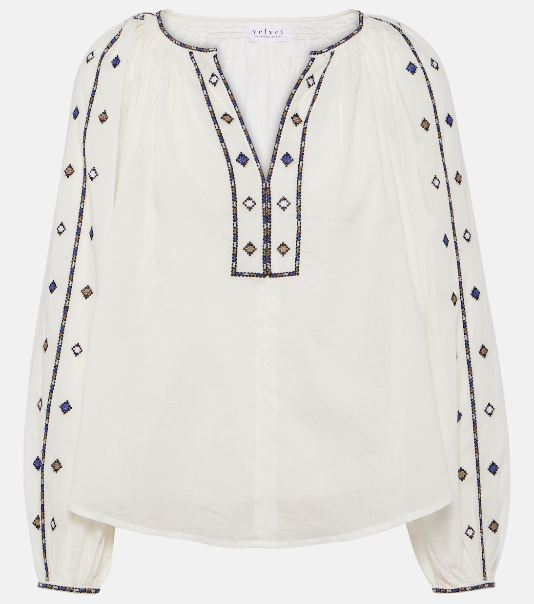 Tina embroidered cotton top | Velvet