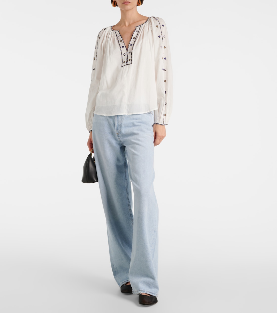 Tina embroidered cotton top | Velvet