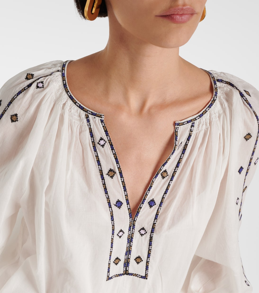 Tina embroidered cotton top | Velvet