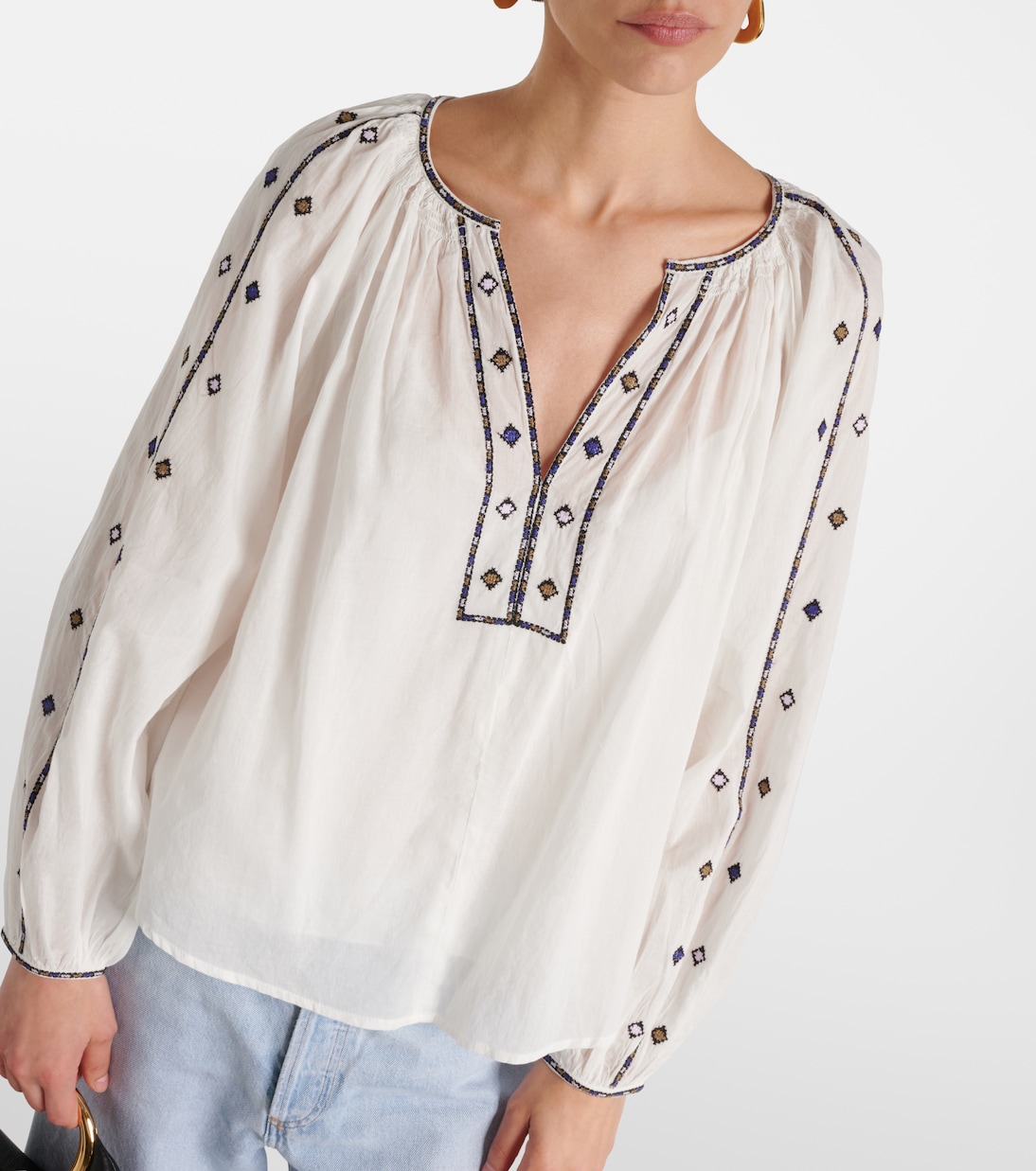Tina embroidered cotton top | Velvet