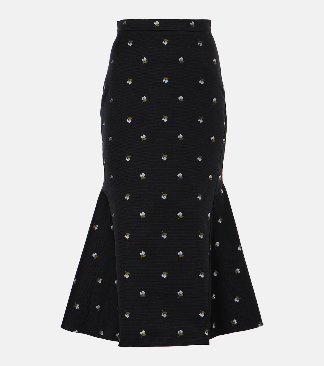 Embroidered jacquard midi skirt in black - Erdem | Mytheresa