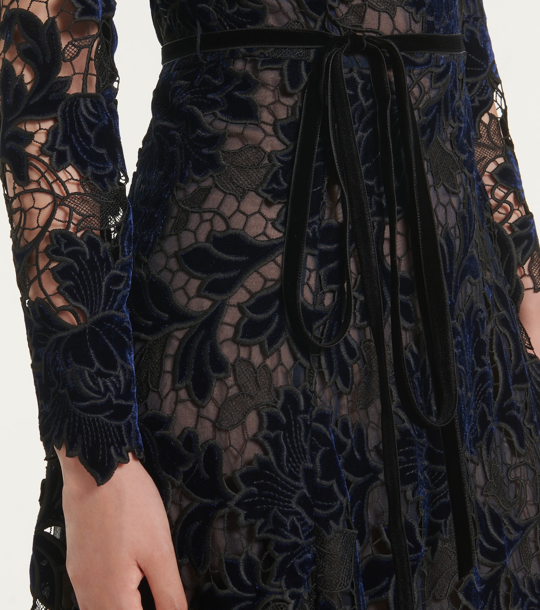 Abito midi in pizzo guipure di velluto | Oscar de la Renta