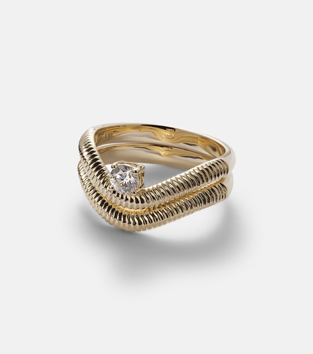 Coppia Anelli in Oro 14kt con Diamanti per Giovani Stile Stone & Strand