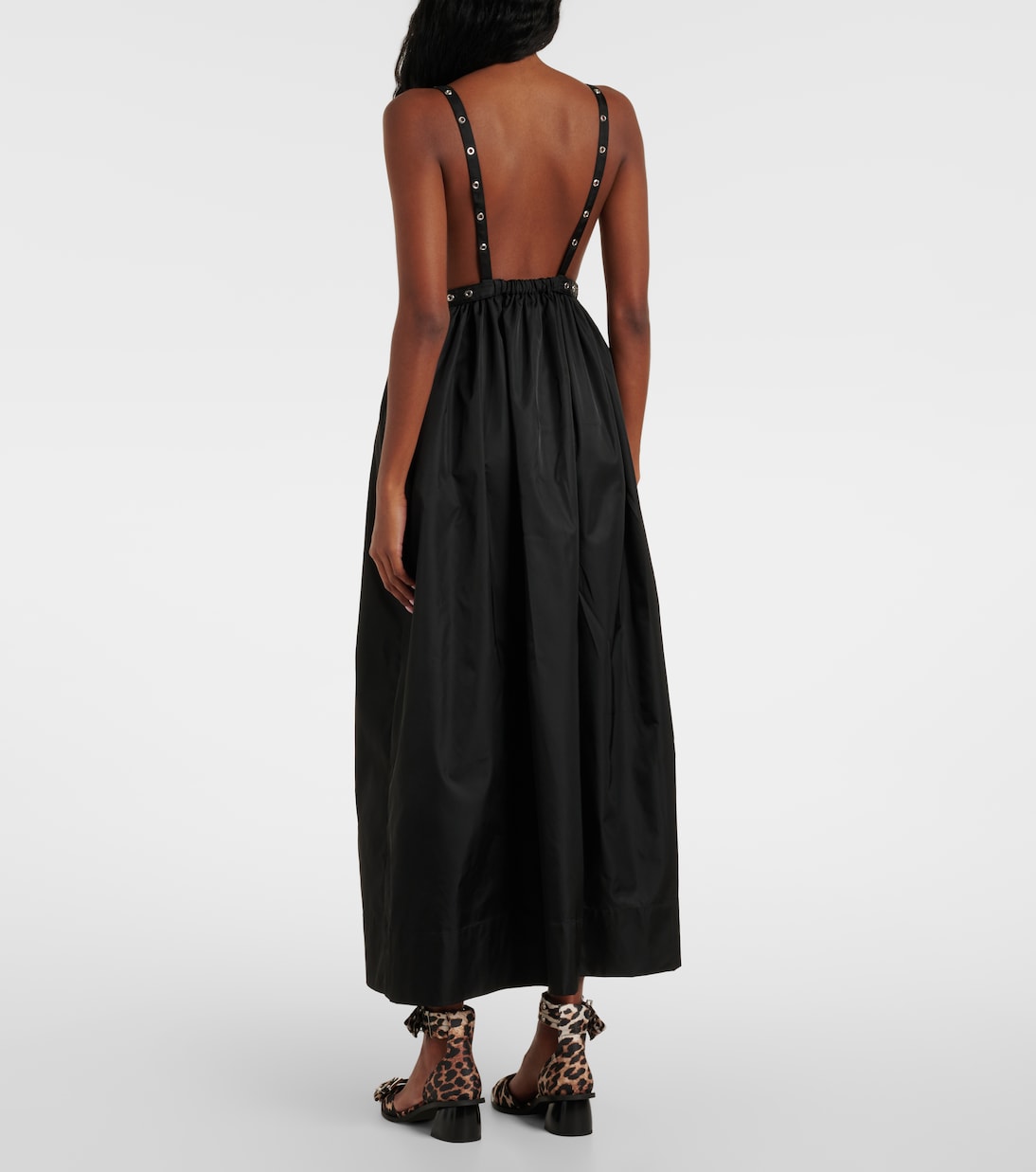 Vestido midi de duquesa con cinturón | Ganni