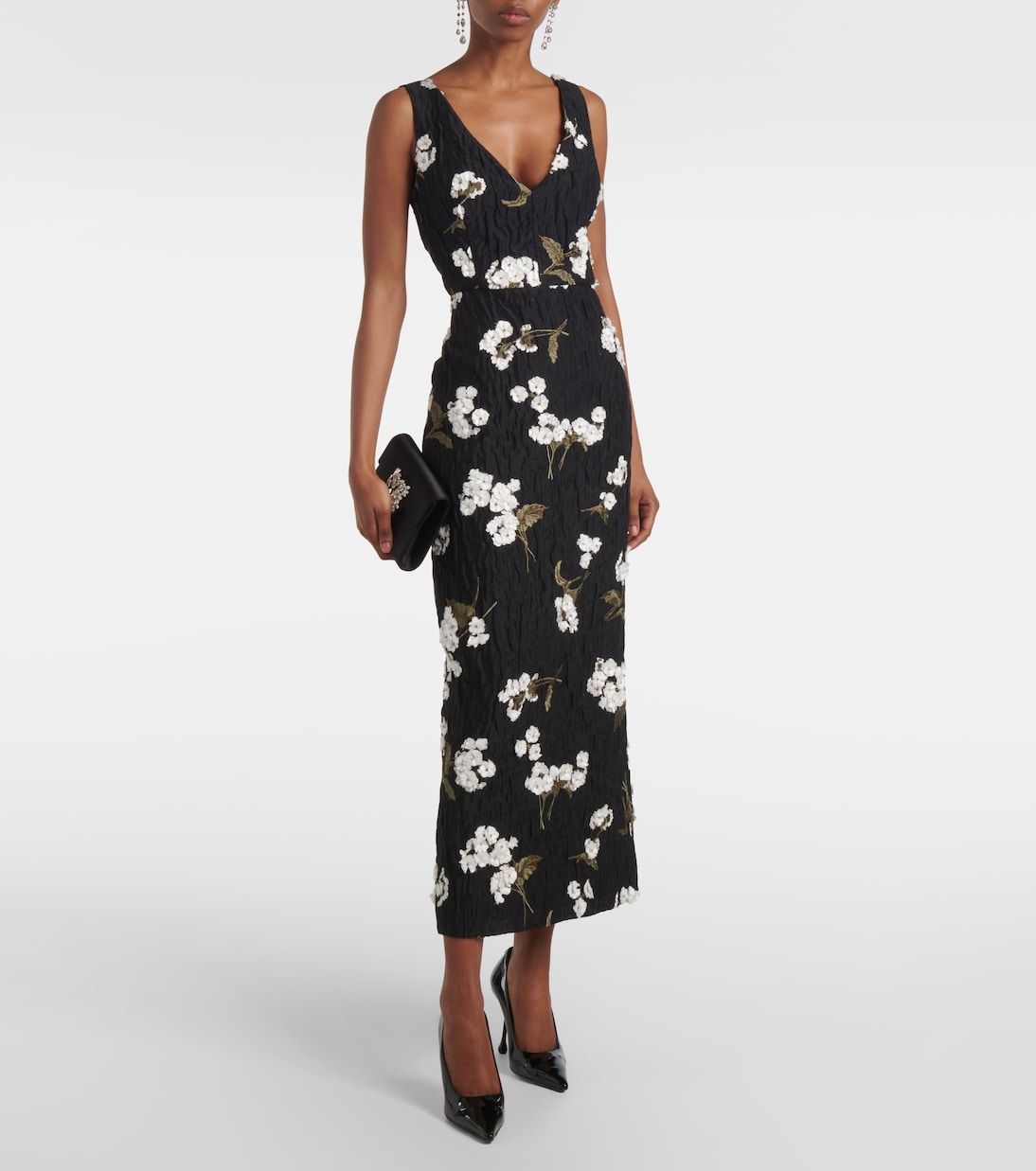 Abito midi in jacquard con ricamo | Erdem