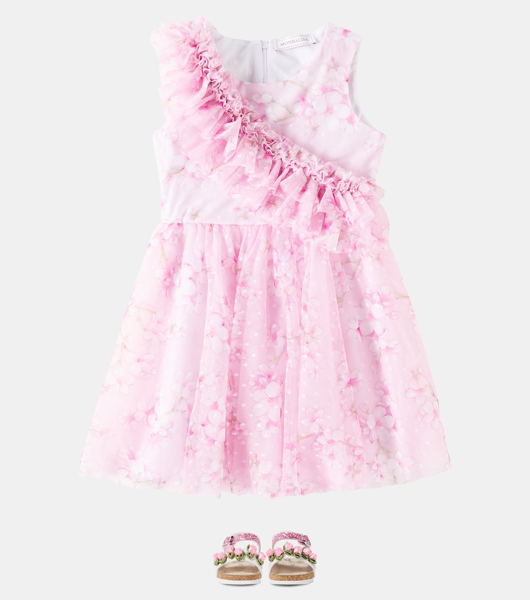 Abito in tulle con stampa floreale | Monnalisa