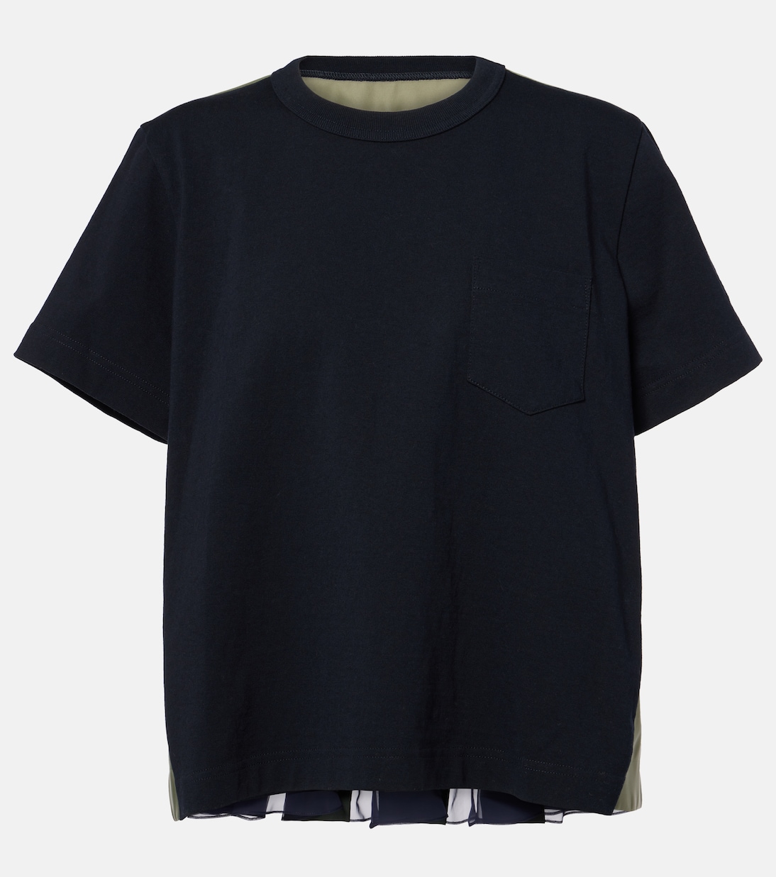 T-shirt in jersey di cotone e twill | Sacai
