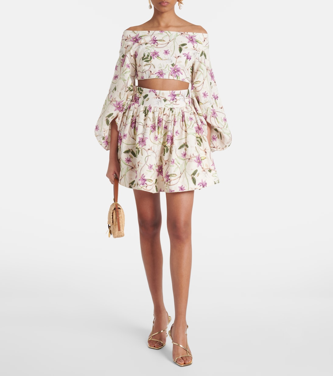 Shorts de lino floral | Agua by Agua Bendita