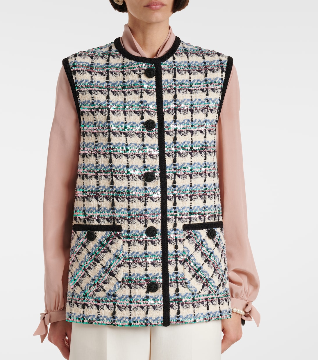 Weste Mossi aus Tweed mit Pailletten | Valentino