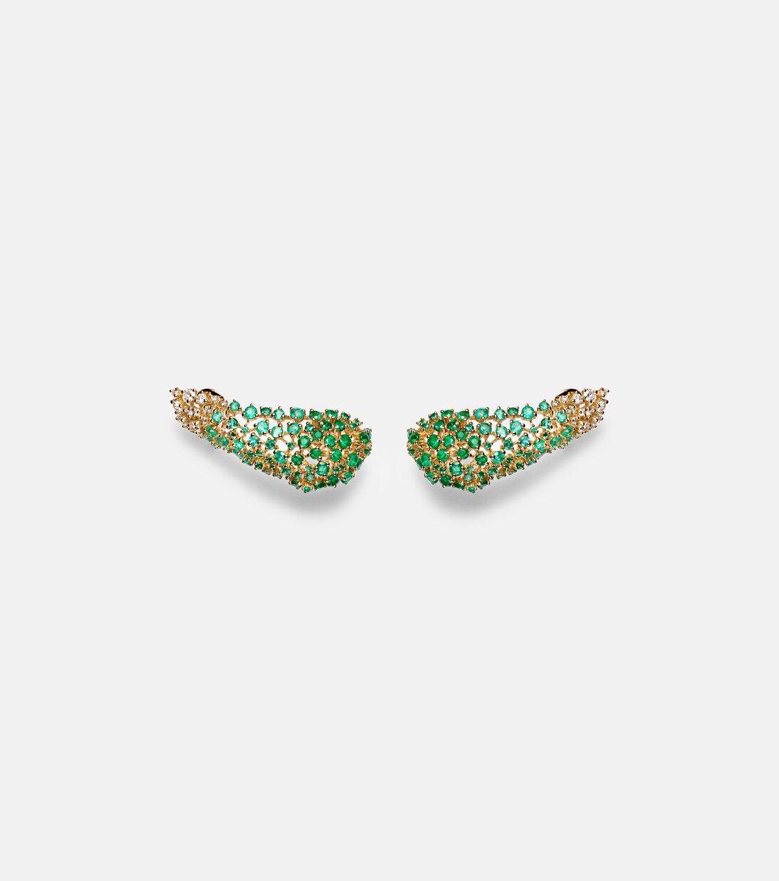Scatter 18kt gold earrings with emeralds and diamonds | Ananya