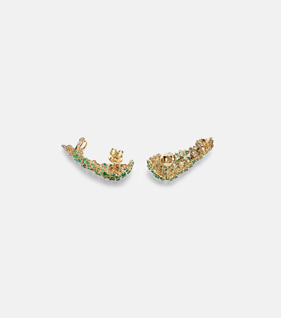 Scatter 18kt gold earrings with emeralds and diamonds | Ananya