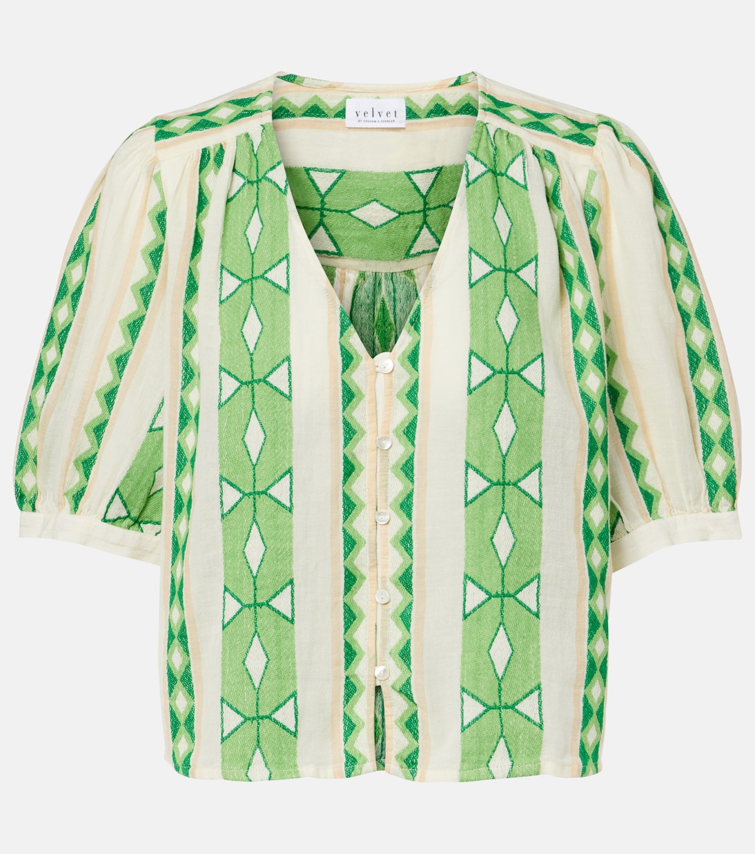 Marissa cotton jacquard blouse | Velvet