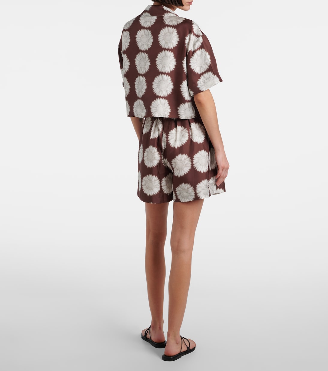 Lincoln floral silk twill cropped shirt | Asceno