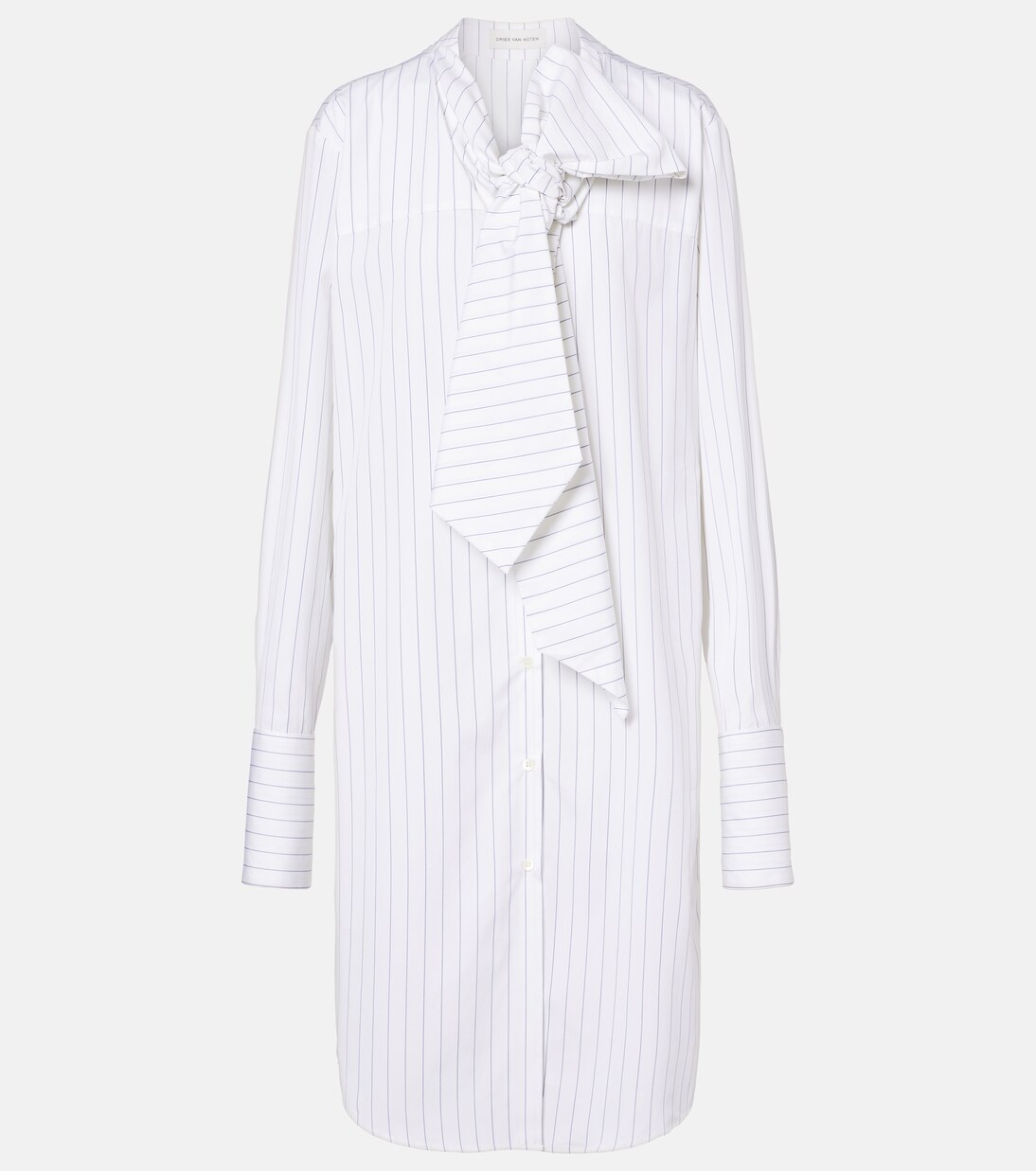 Striped tie-neck cotton minidress | Dries Van Noten