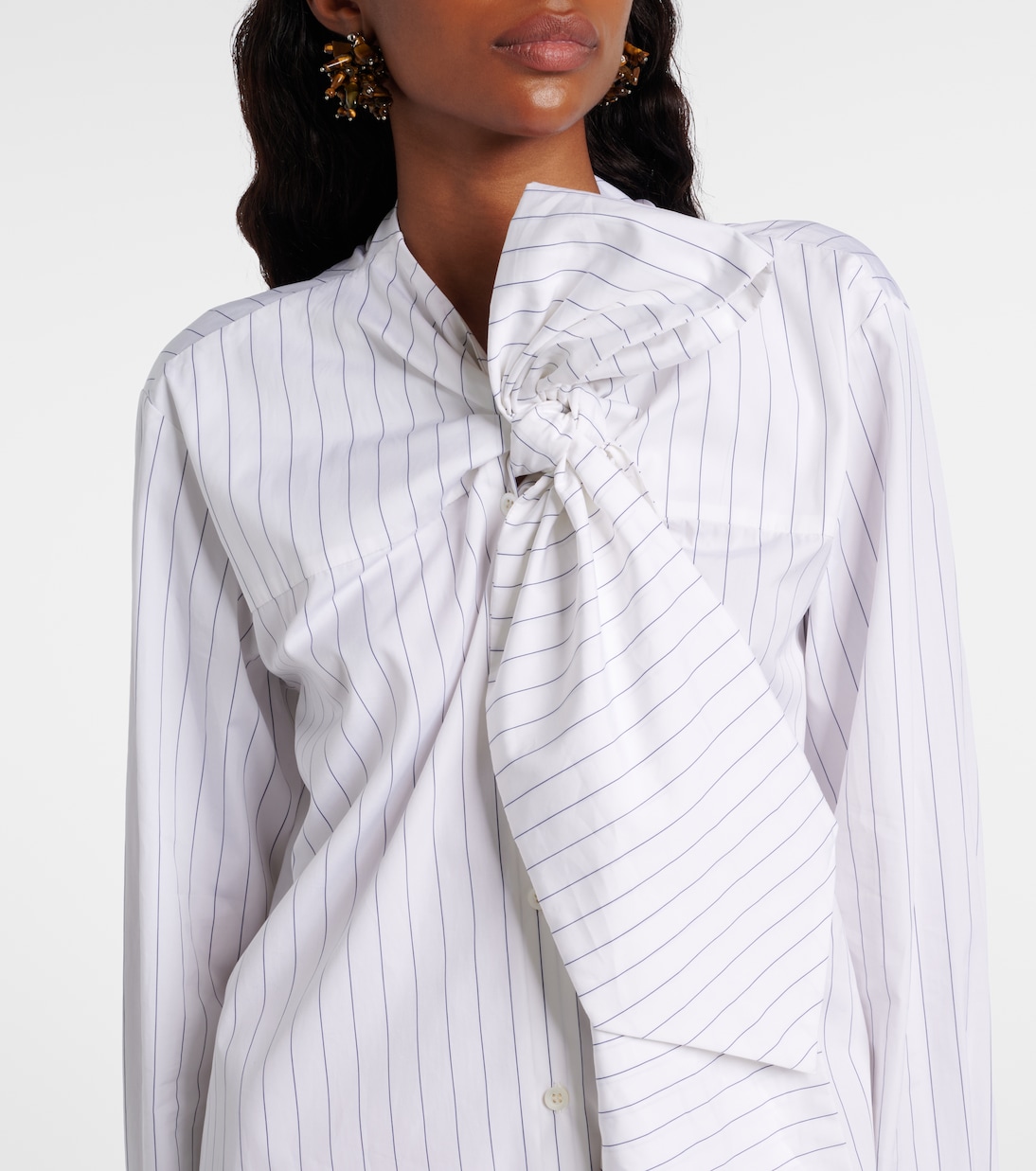 Striped tie-neck cotton minidress | Dries Van Noten