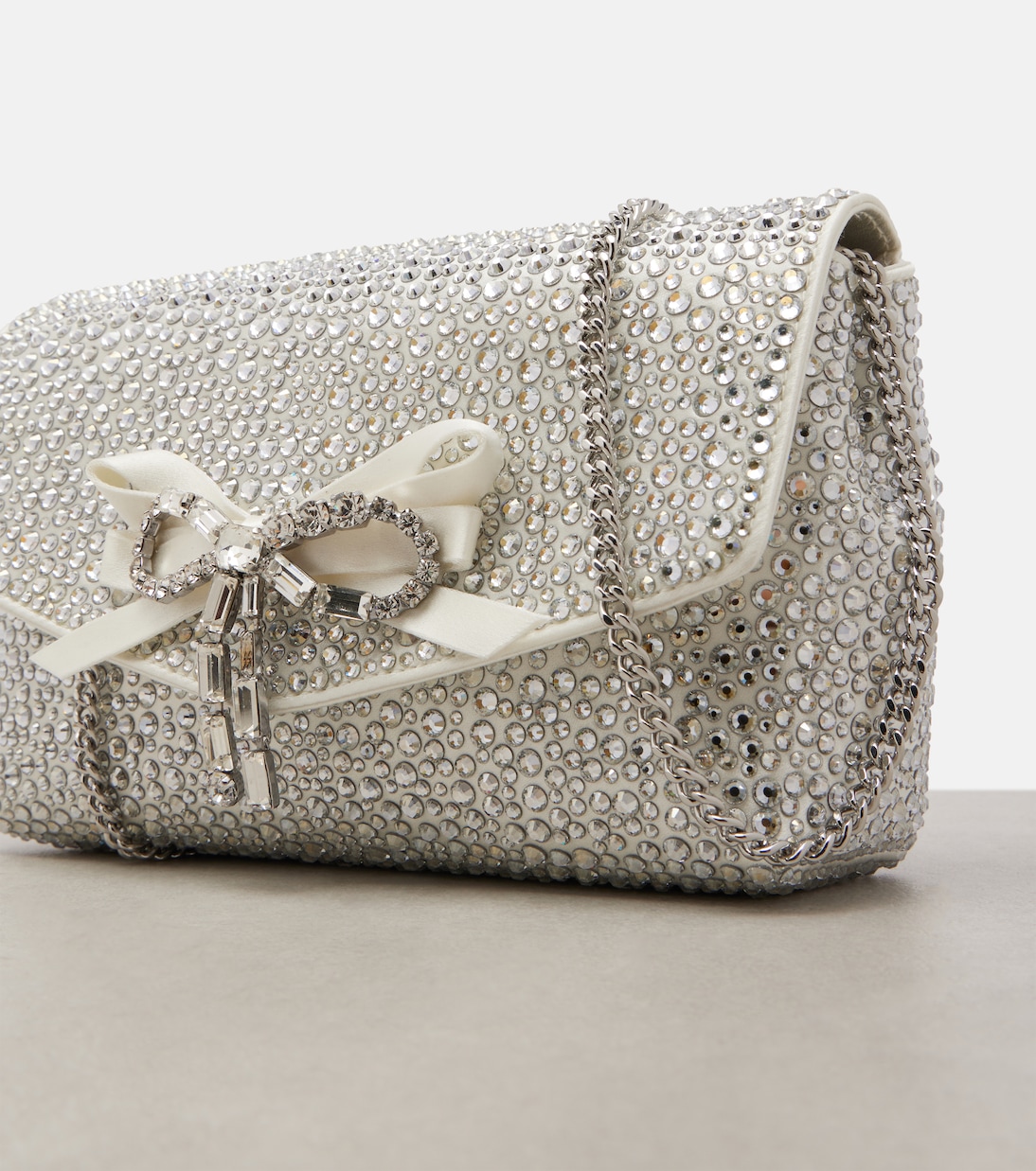 Soft Bow Mini embellished satin clutch | Jimmy Choo