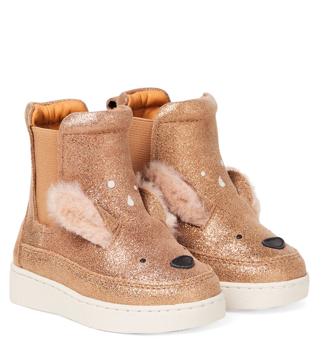 Baby Eladi glitter leather booties | Donsje