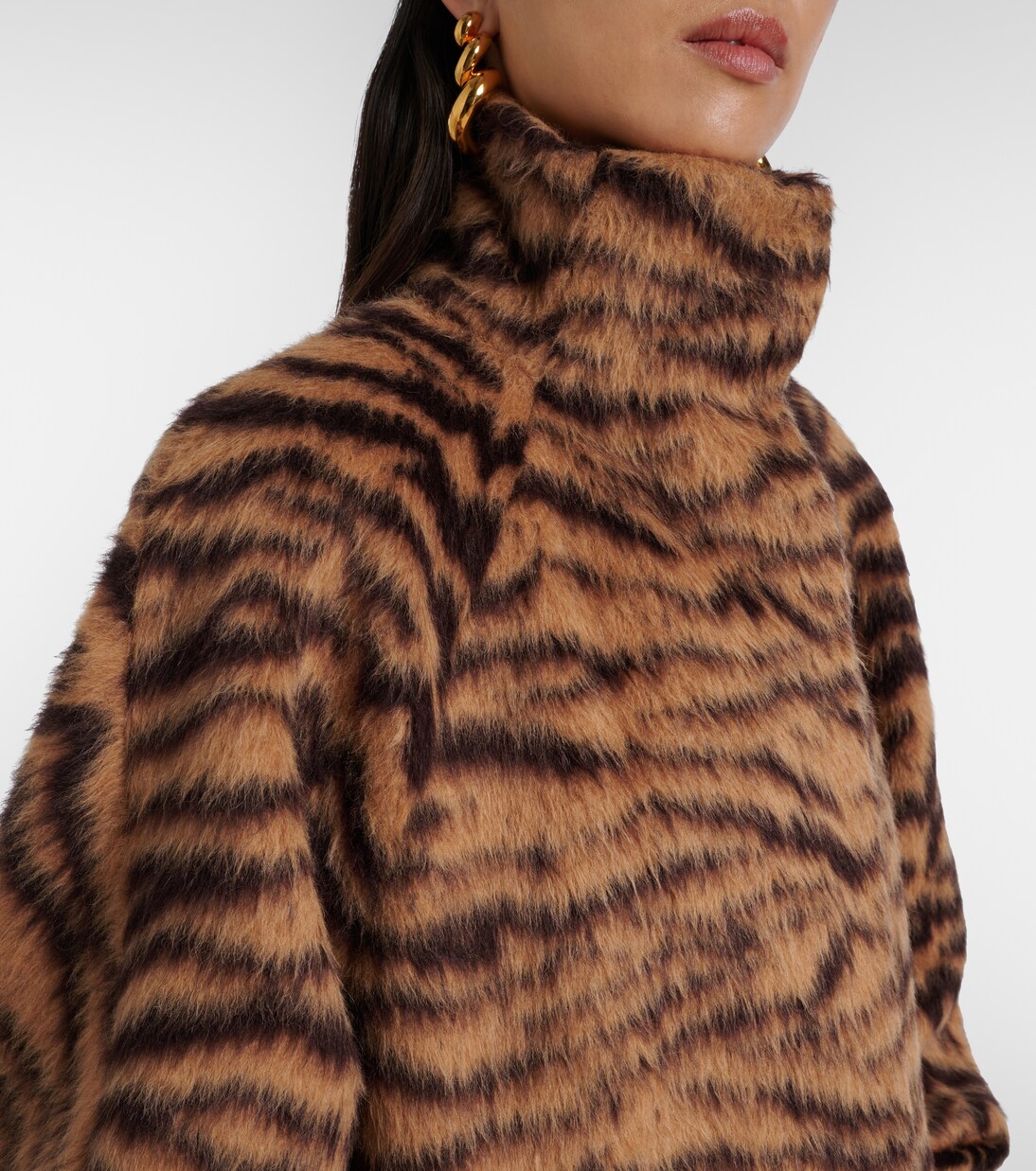 Zebra-print wool-blend jacquard coat | Alaïa