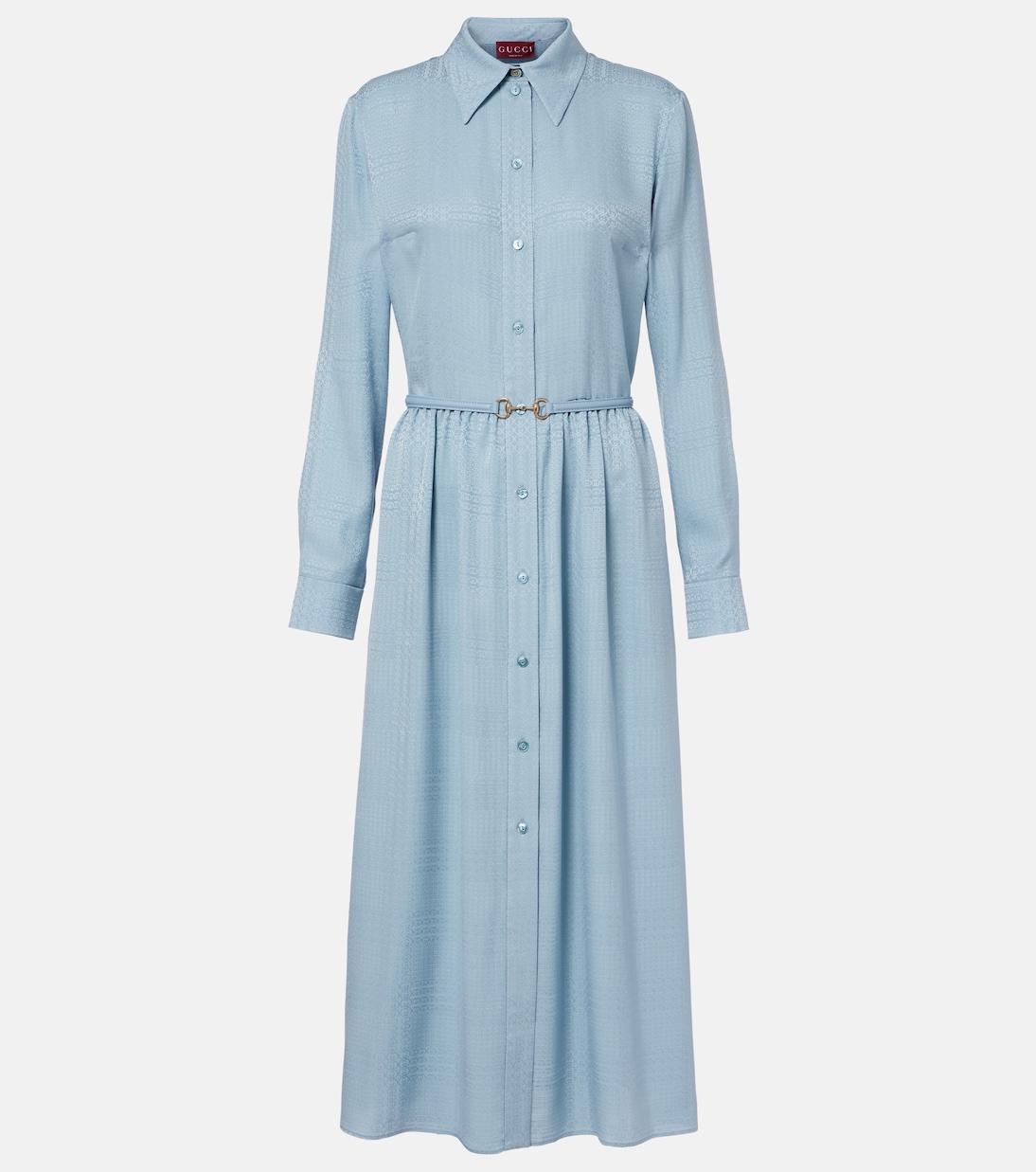 Interlocking G belted silk shirt dress | Gucci