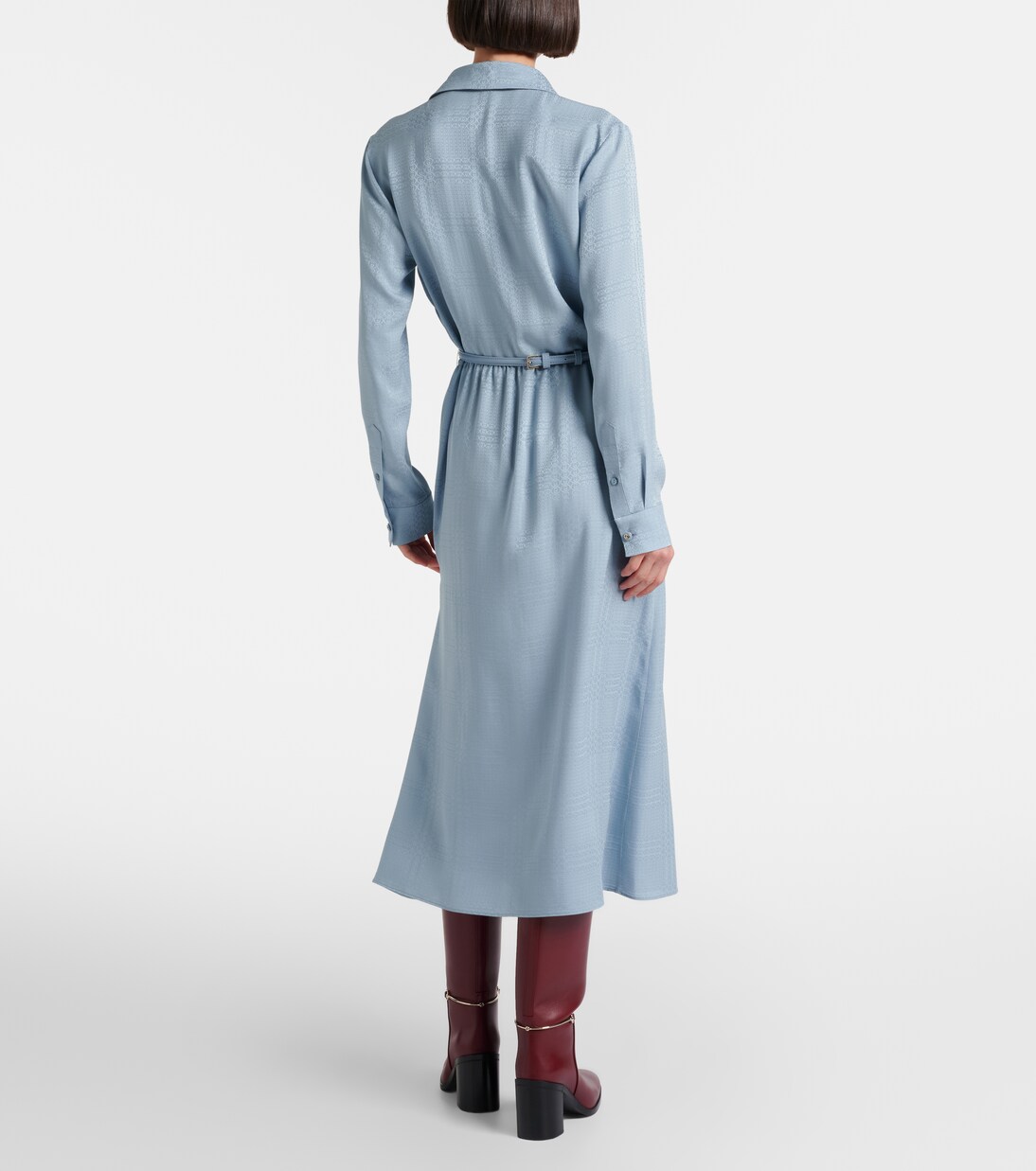 Interlocking G belted silk shirt dress | Gucci