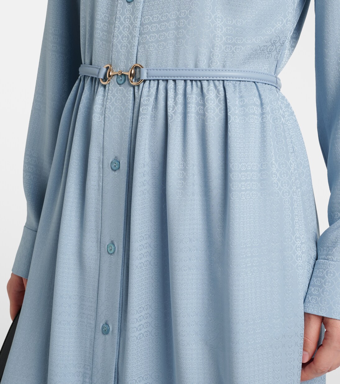 Interlocking G belted silk shirt dress | Gucci