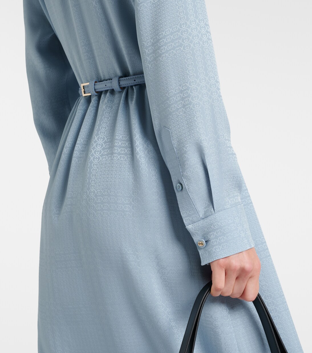 Interlocking G belted silk shirt dress | Gucci