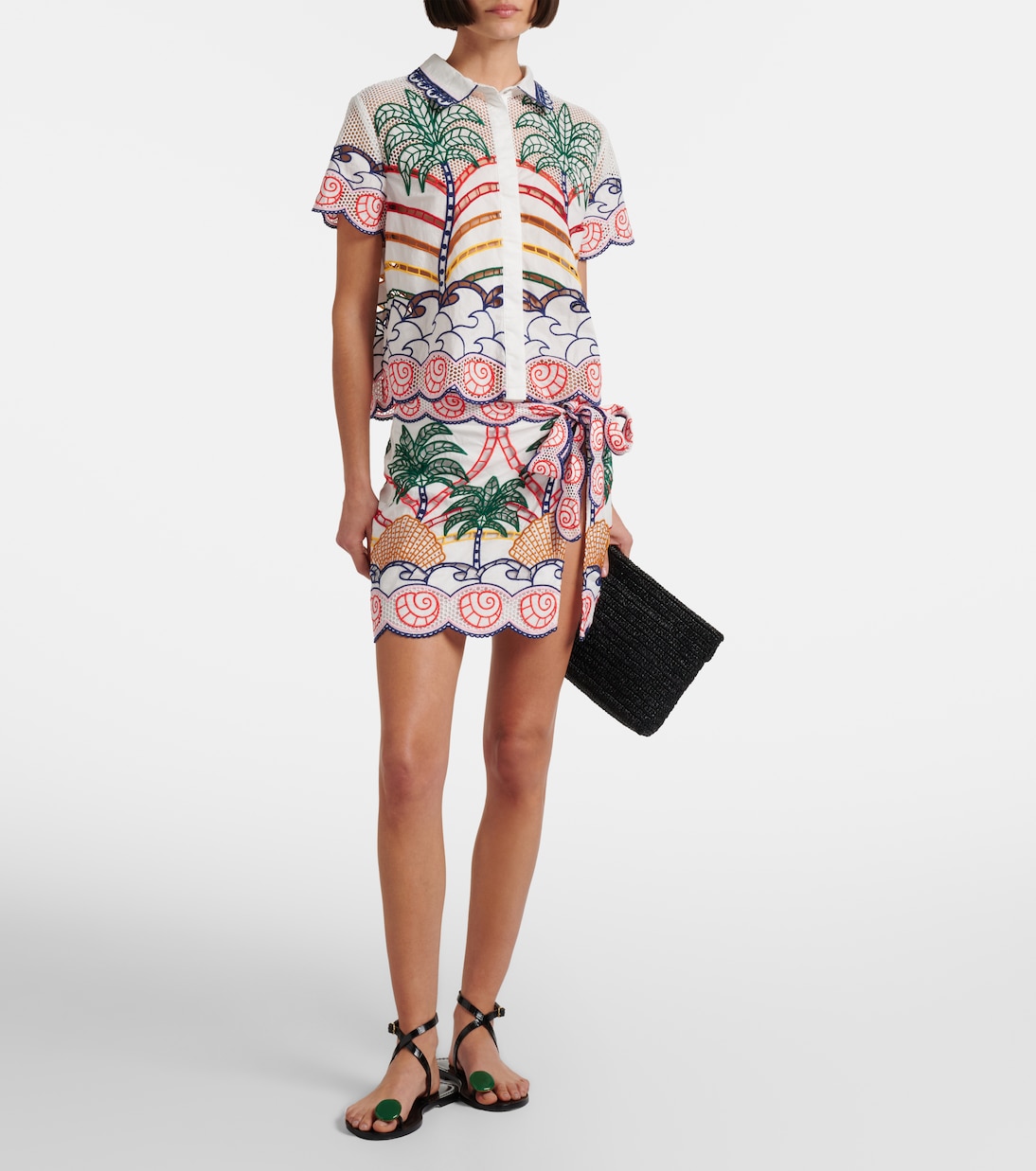 Broderie anglaise cotton wrap skirt | Farm Rio