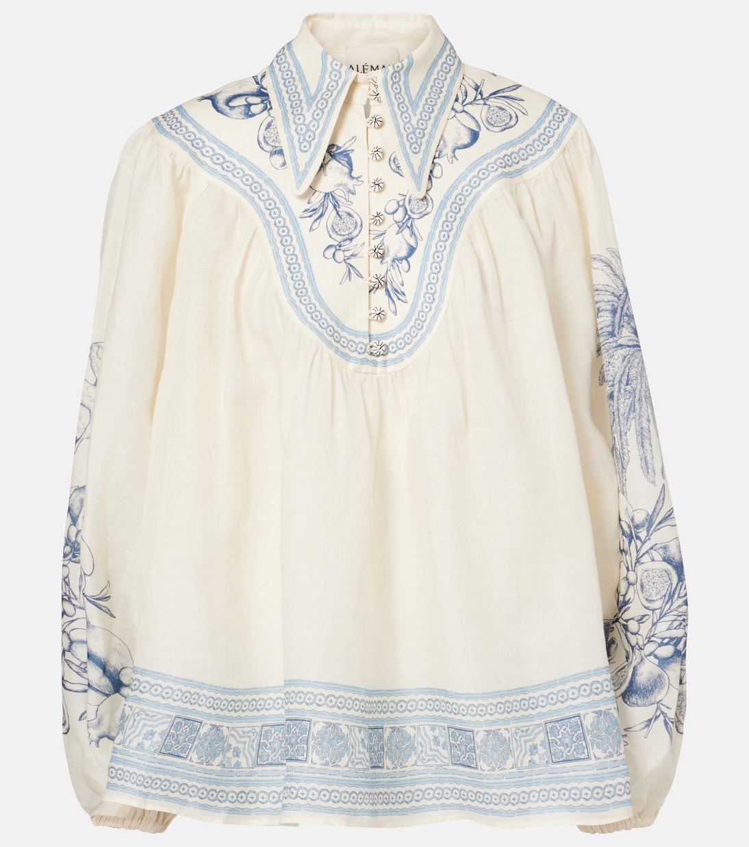Villa Romantica printed ramie blouse | Alémais