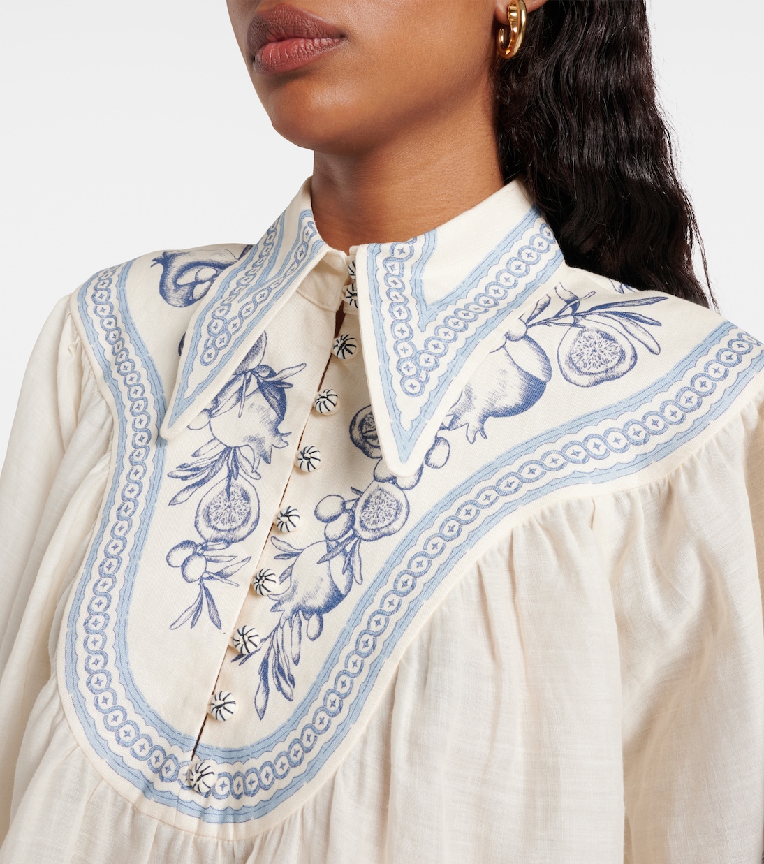 Villa Romantica printed ramie blouse | Alémais