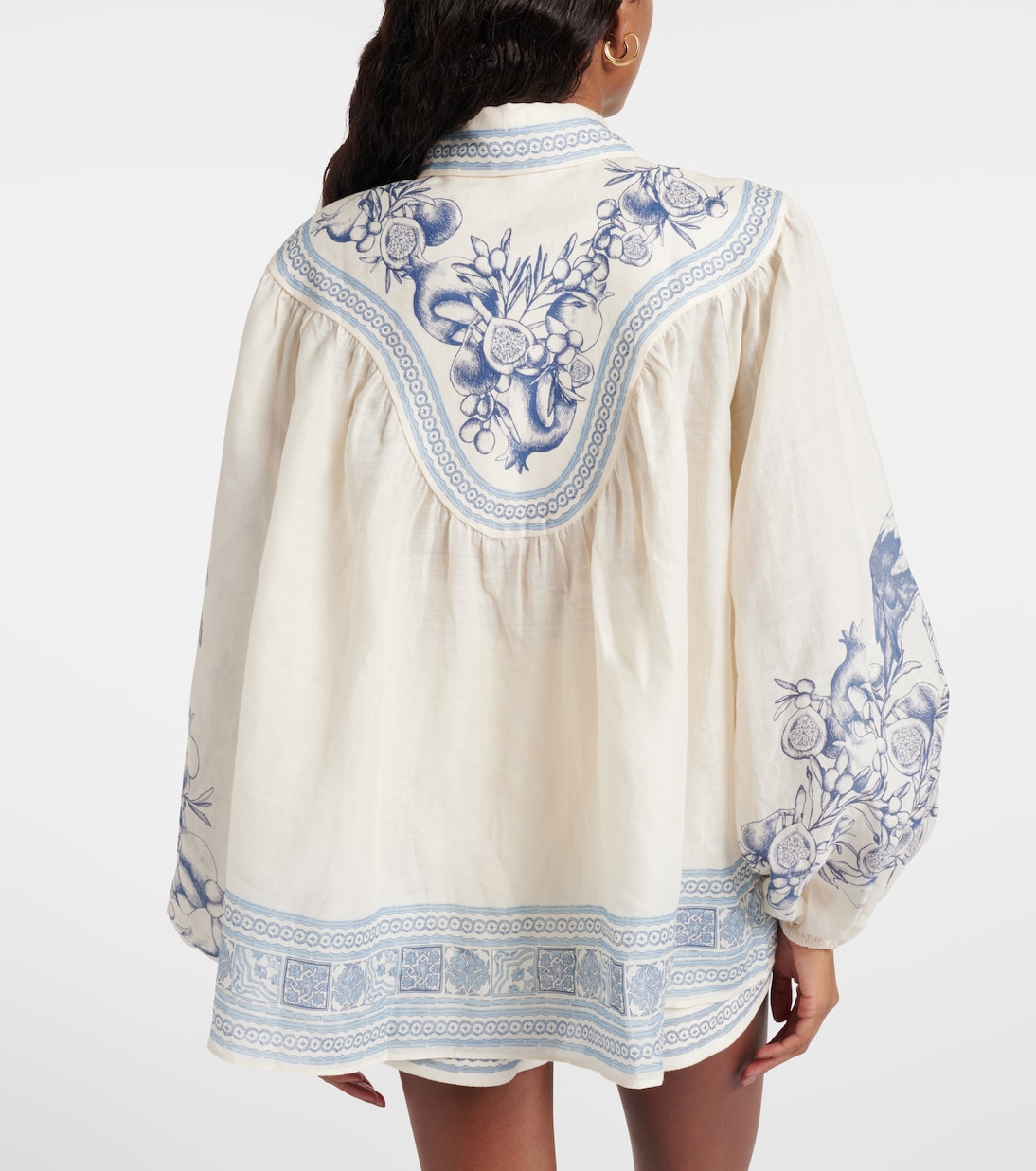 Villa Romantica printed ramie blouse | Alémais