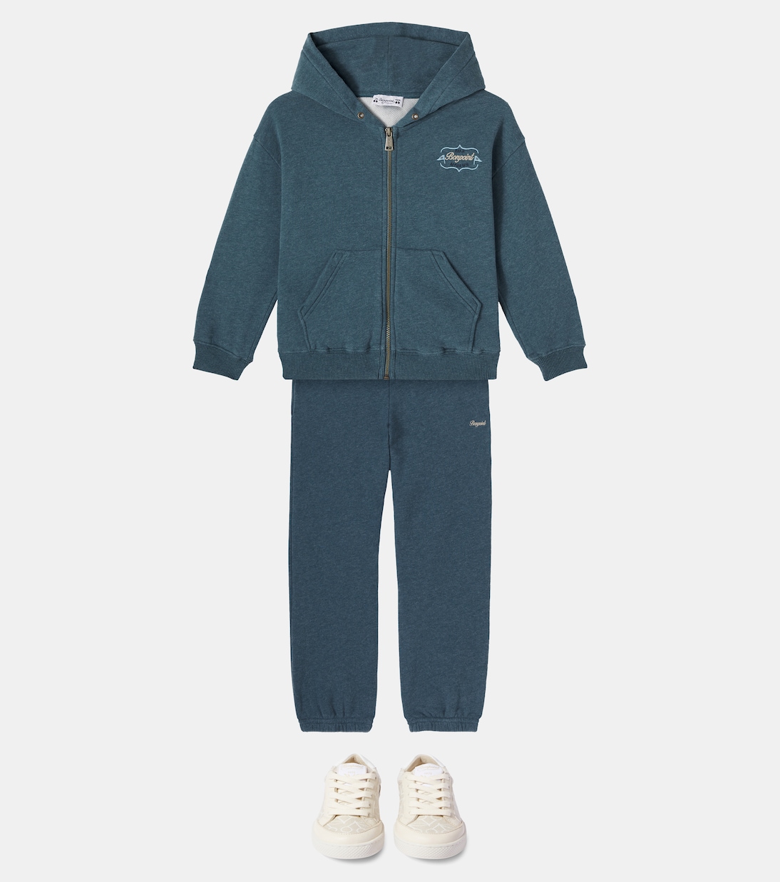 Logo cotton jersey zip-up hoodie | Bonpoint