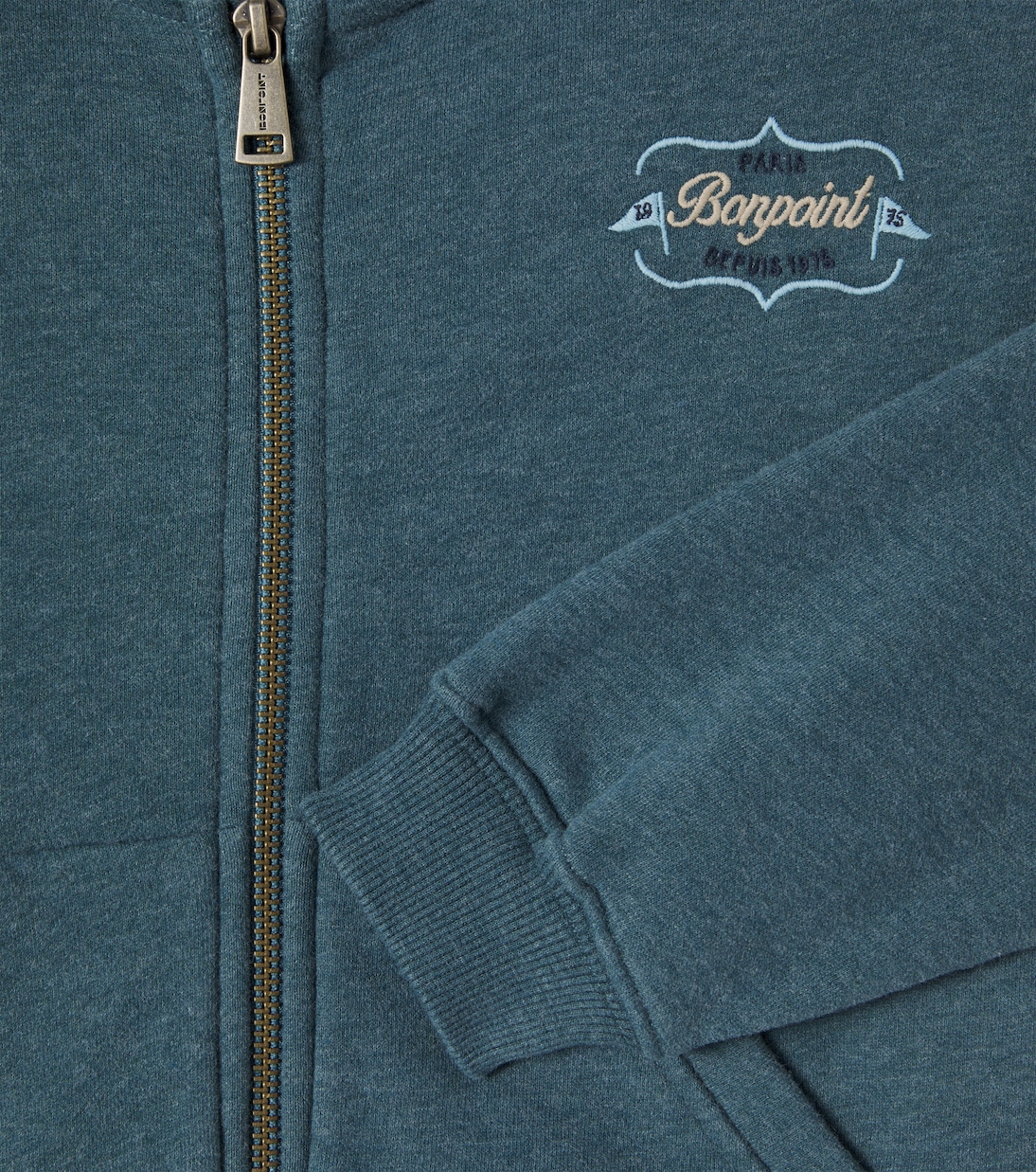 Logo cotton jersey zip-up hoodie | Bonpoint