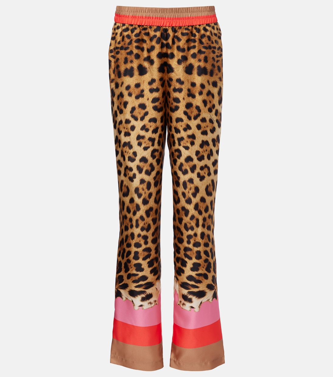Leopard-print silk straight pants | Roberto Cavalli