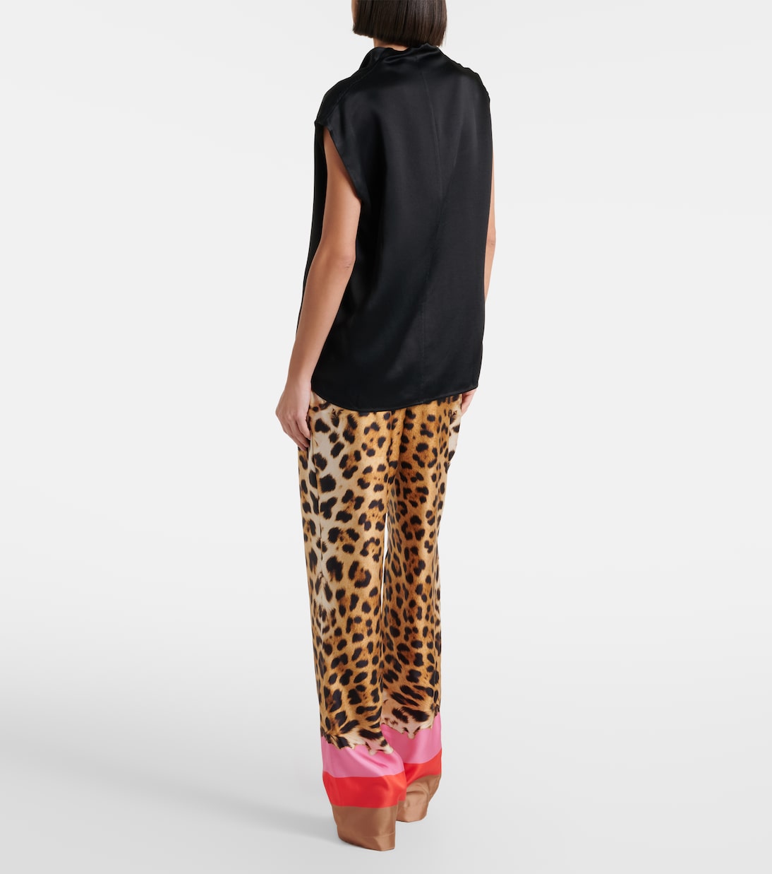 Leopard-print silk straight pants | Roberto Cavalli