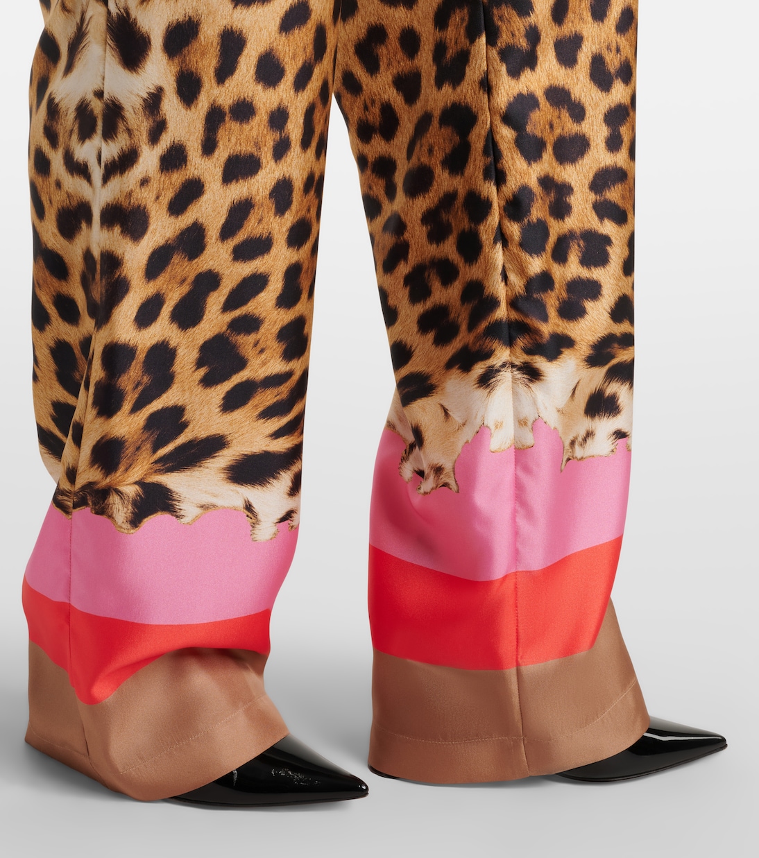 Leopard-print silk straight pants | Roberto Cavalli