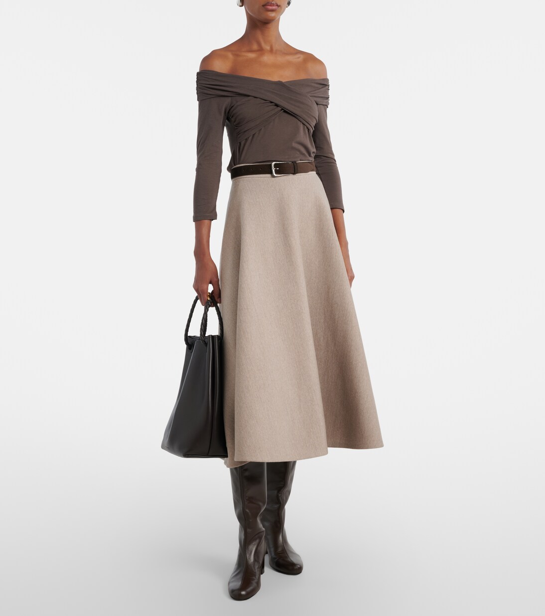 Clarissa off-shoulder cotton-blend top | Velvet