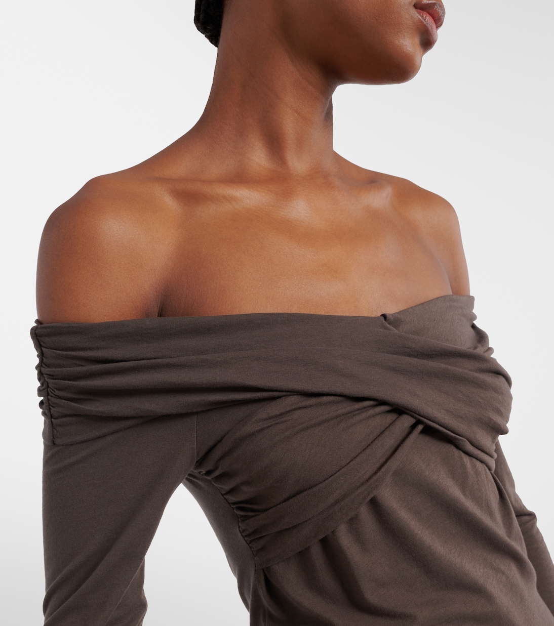 Clarissa off-shoulder cotton-blend top | Velvet