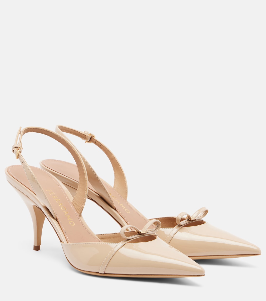 Bow-detail patent leather slingback pumps | Ferragamo